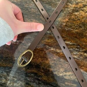 Perforated Brown Belt with Gold Buckle